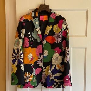 Vilagallo Black Multicolor Floral Blazer